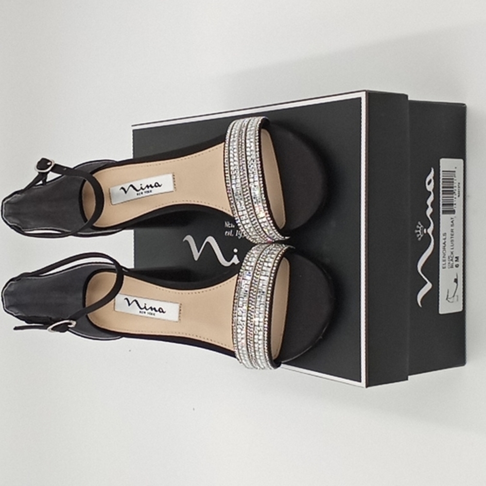 Nina Elenora Crystal Embellished Dress Sandal Black 6M